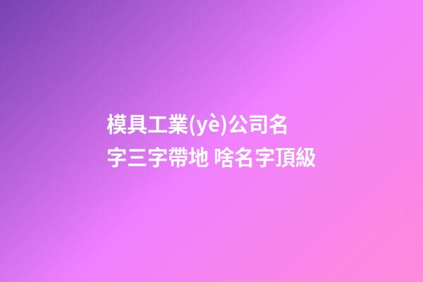 模具工業(yè)公司名字三字帶地 啥名字頂級-第1張-公司起名-玄機派